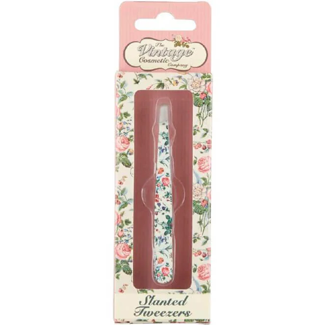 The Vintage Cosmetic Company Floral Slanted Tweezers Image 1