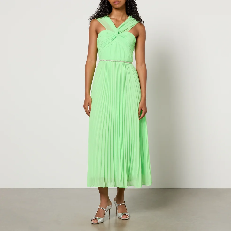 Self-Portrait Women's Off Shoulder Chiffon Midi Dress - Green - UK 6 | Glossybox Self-Portrait Women's Off Shoulder Chiffon Midi Dress - Green - UK 6 | Glossybox